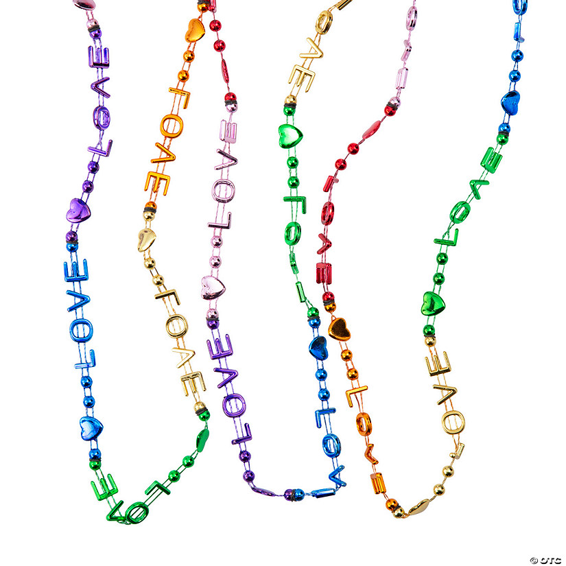 Metallic Love Rainbow Bead Necklaces - 24 Pc. Image