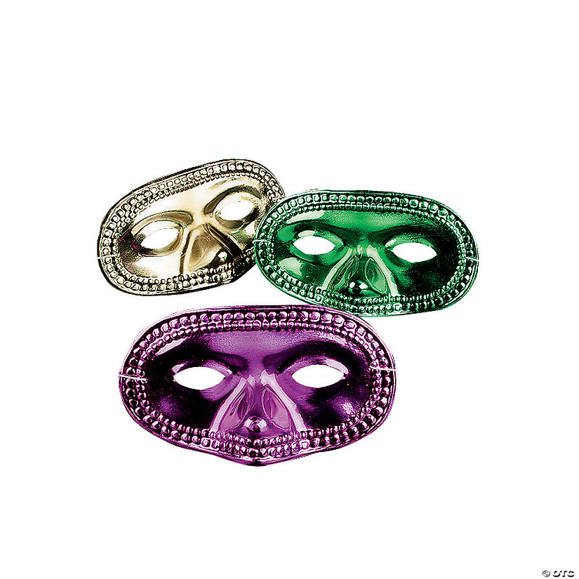 Metallic Mardi Gras Half Masks - 24 Pc. Image