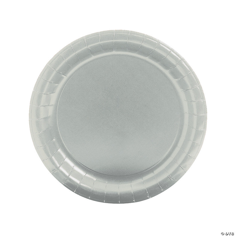 Metallic Silver Paper Dinner Plates - 24 Ct. Image