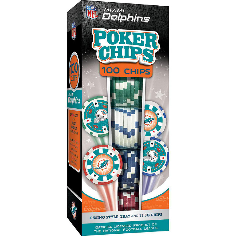 Miami Dolphins 100 Piece Poker Chips Image