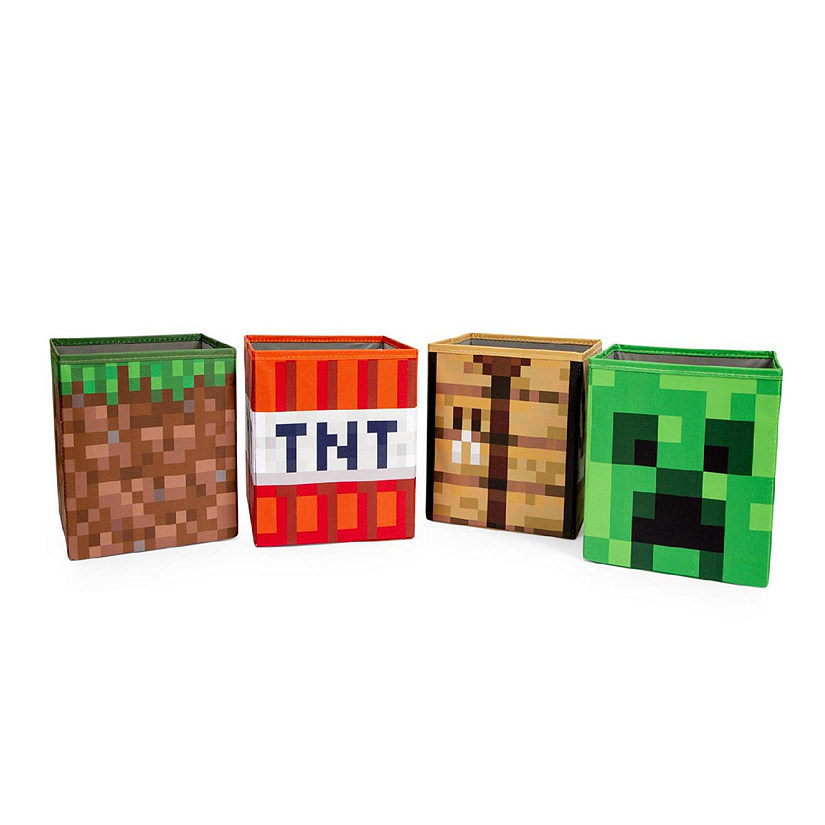 Minecraft 10-Inch Storage Bin Organizer Set  Creeper, TNT, Grass, Craft Table Image