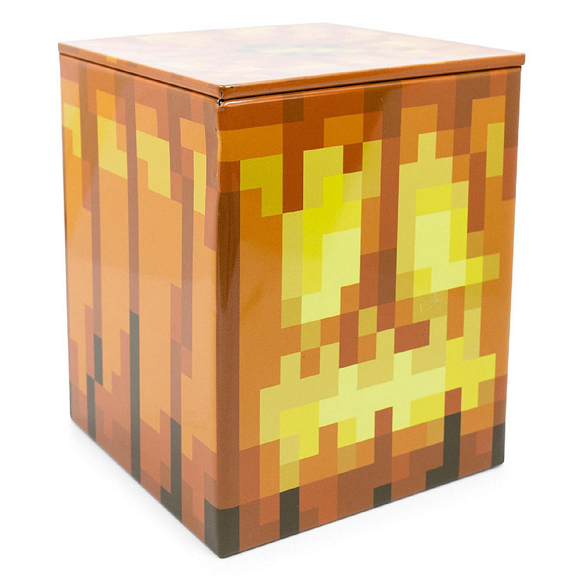 Minecraft Jack O'Lantern Tin Storage Box Cube Organizer with Lid  4 Inches Image