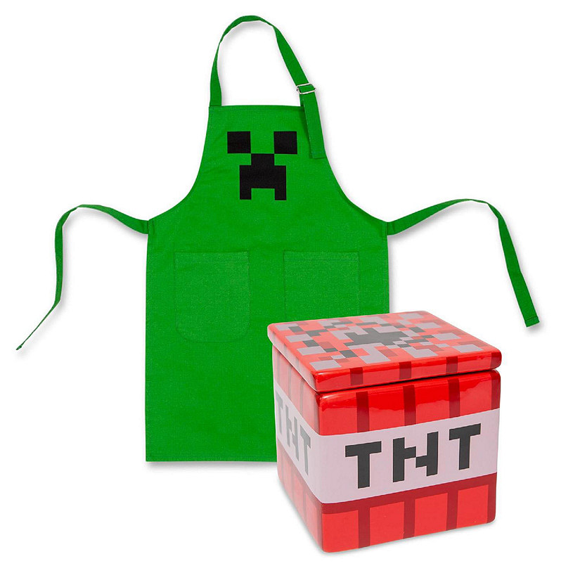 Minecraft Kitchen Set: Creeper Youth Apron & TNT Cookie Jar Image