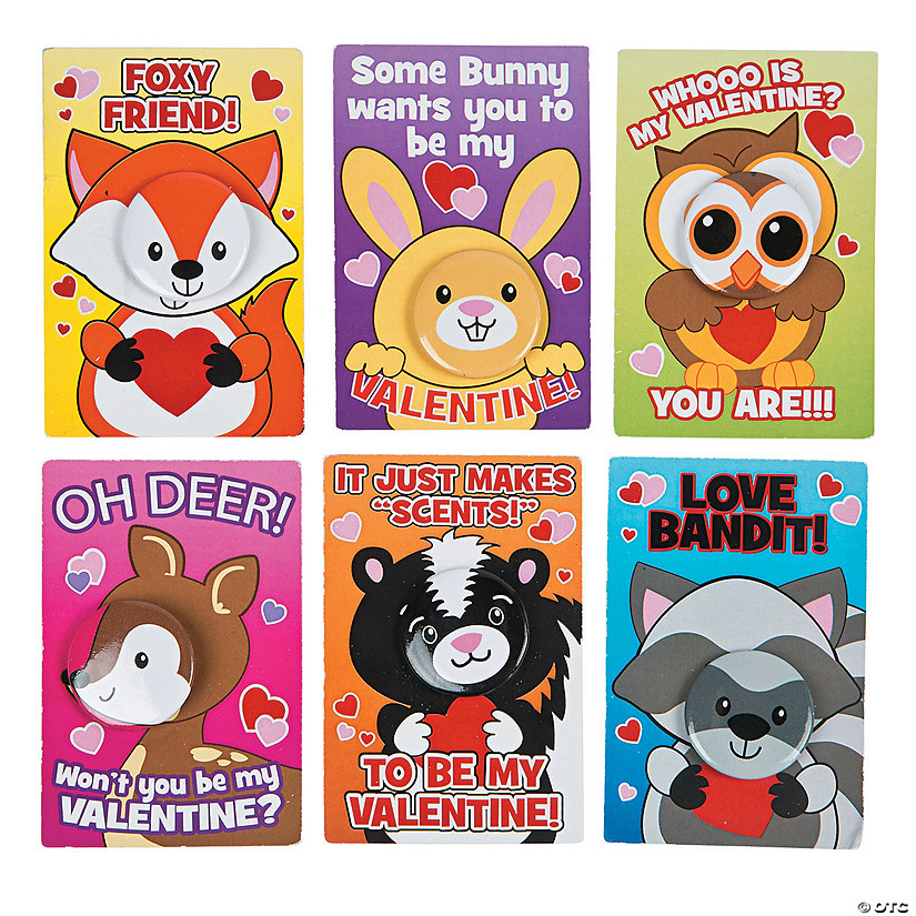 Mini Animal Buttons Valentine Exchanges with Card for 24 Image
