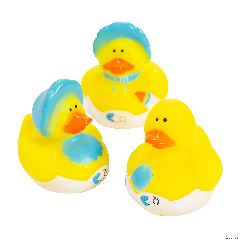 Mini Baby Boy Shower Rubber Ducks - 24 Pc. Image