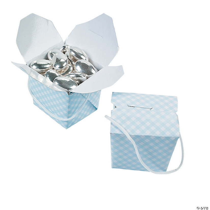 Mini Blue Gingham Take Out Boxes Image
