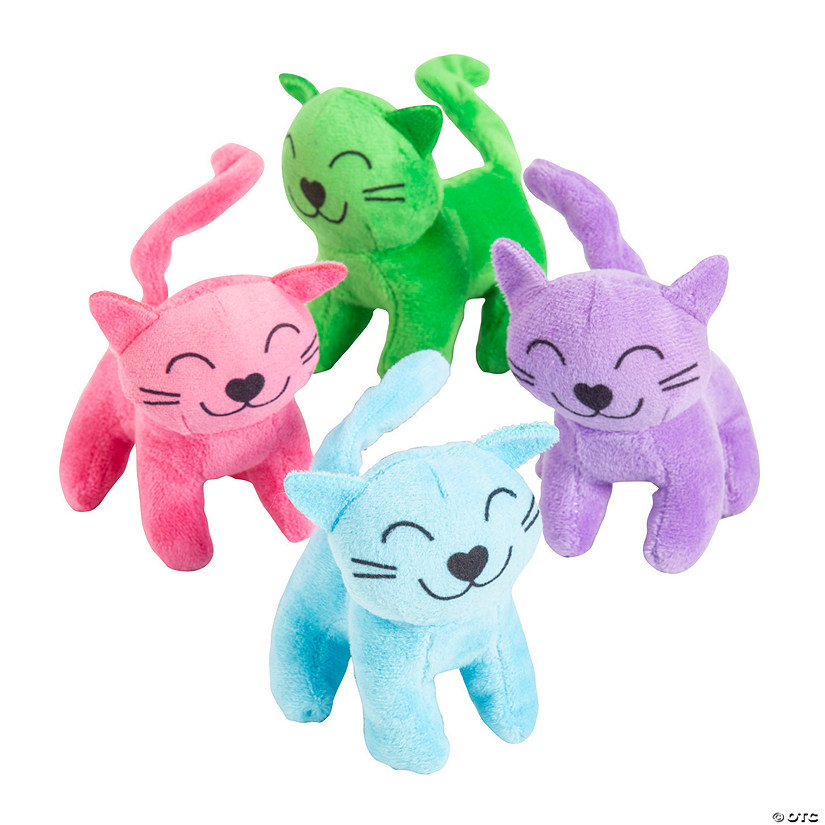 Mini Bright Stuffed Cats - 12 Pc. Image