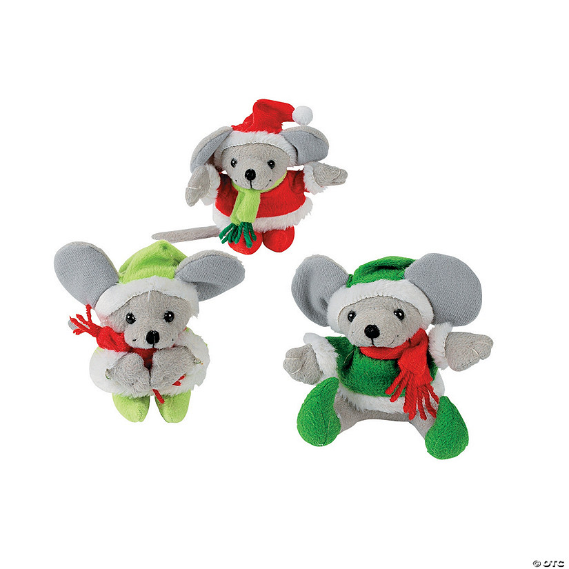 Mini Christmas Santa Hat Stuffed Mice - 12 Pc. Image