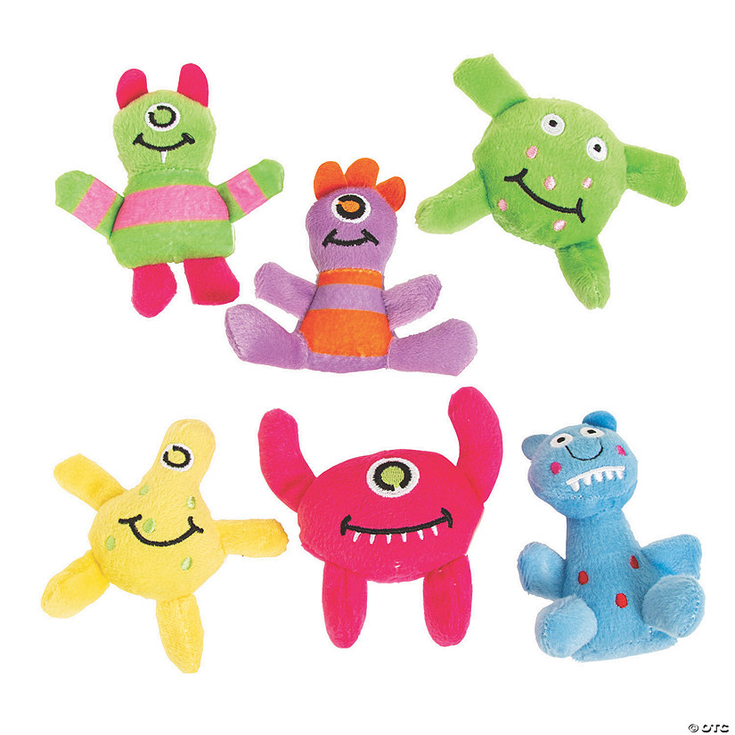 Mini Colorful Stuffed Monster Characters - 12 Pc. Image