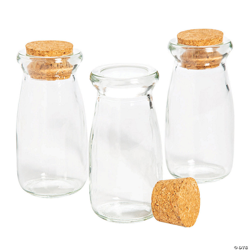 Mini Corked Glass Milk Bottle Favor Containers - 6 Pc. Image