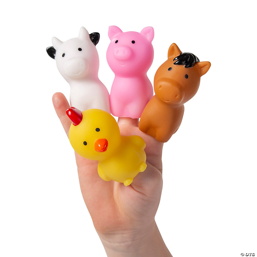 Mini Farm Animal Pig, Cow, Horse, Chicken Finger Puppets - 12 Pc. Image