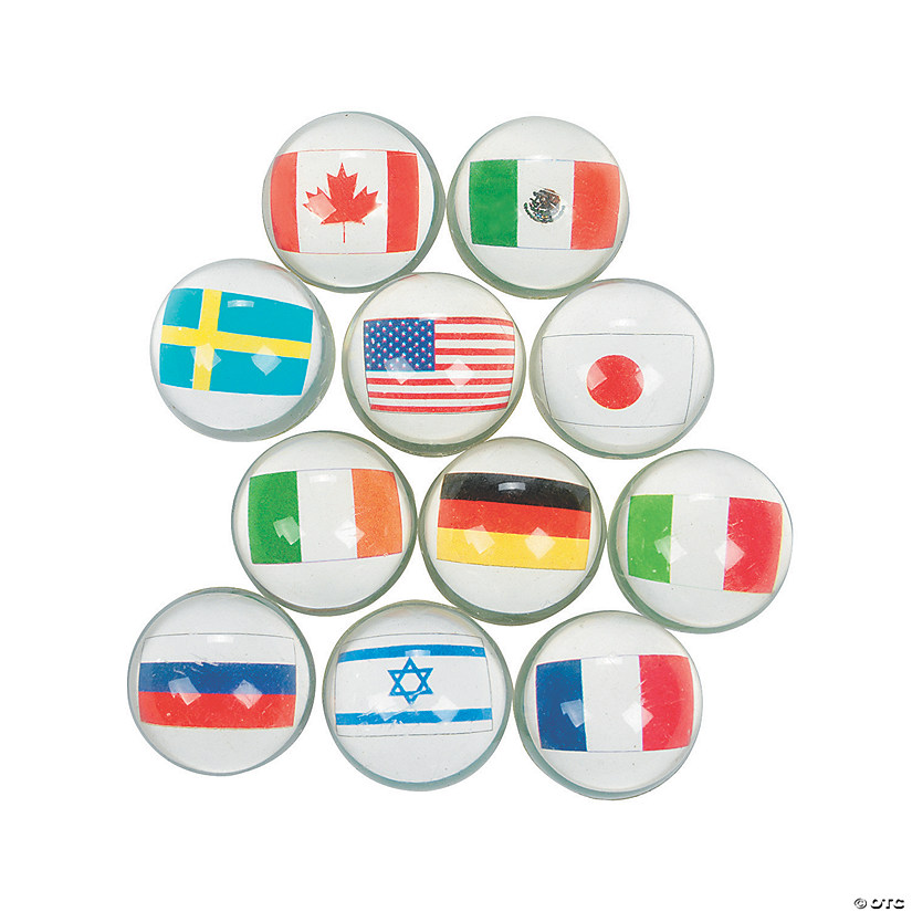 Mini Flags Around the World Bouncy Ball Assortment - 12 Pc. Image