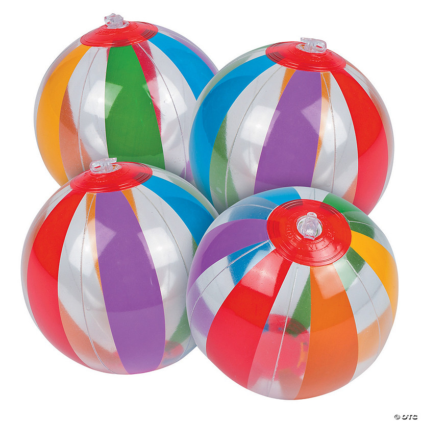 Mini Inflatable 5" Clear Rainbow Beach Balls - 12 Pc. Image