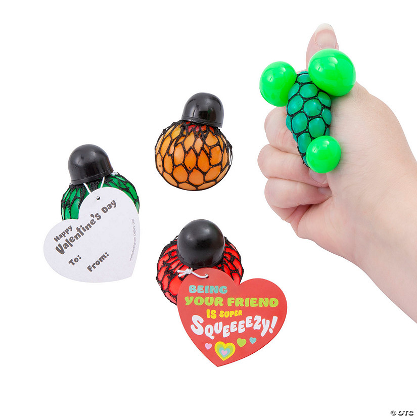 Mini Mesh Stress Ball Valentine Exchanges with Card for 24 Image