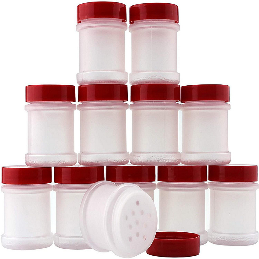 Mini Plastic Spice Jars w/Sifters (12-Pack, Red); 2 Tablespoon Capacity (1 Fluid Ounce) Spice Bottles Great for Travel, Glitter, Gifts, Favors, Etc. Image