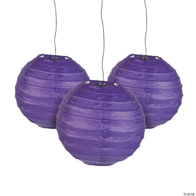 Mini Purple Hanging Paper Lanterns - 12 Pc. Image