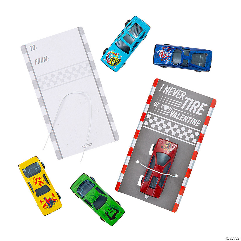 Mini Race Car Valentine Exchanges with Card for 30 Image