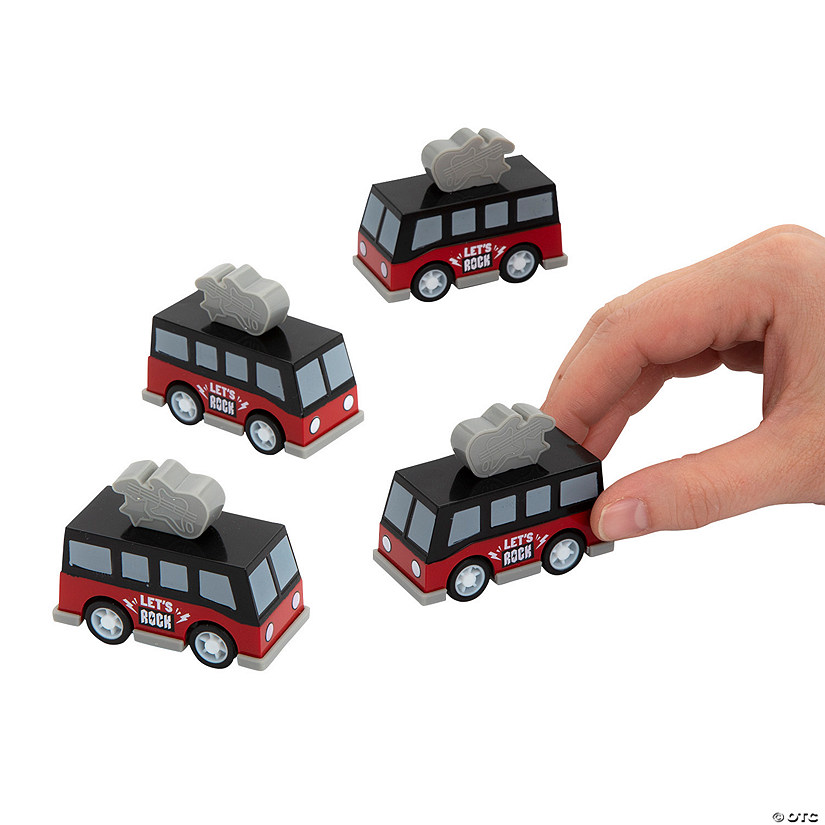 Mini Rock Star Party Tour Bus Pull-Back Toys &#8211; 12 Pc. Image