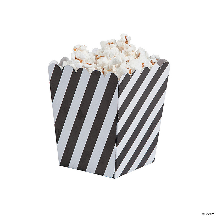 Mini Striped Black & White Popcorn Boxes - 24 Pc. Image