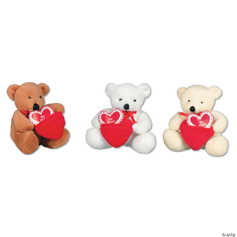 Mini Valentine&#8217;s Day Red Pocket Hearts Stuffed Bears - 12 Pc. Image