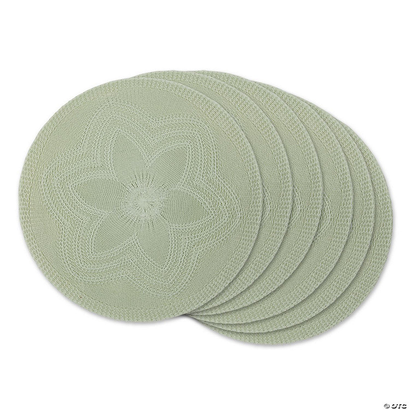 Mint Floral Woven Round Placemat (Set Of 6) Image