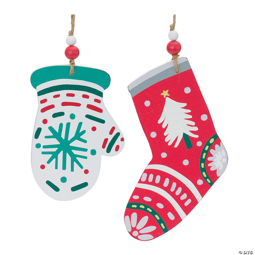 Mitten And Stocking Ornament (Set Of 12) 7"H, 8"H Mdf Image