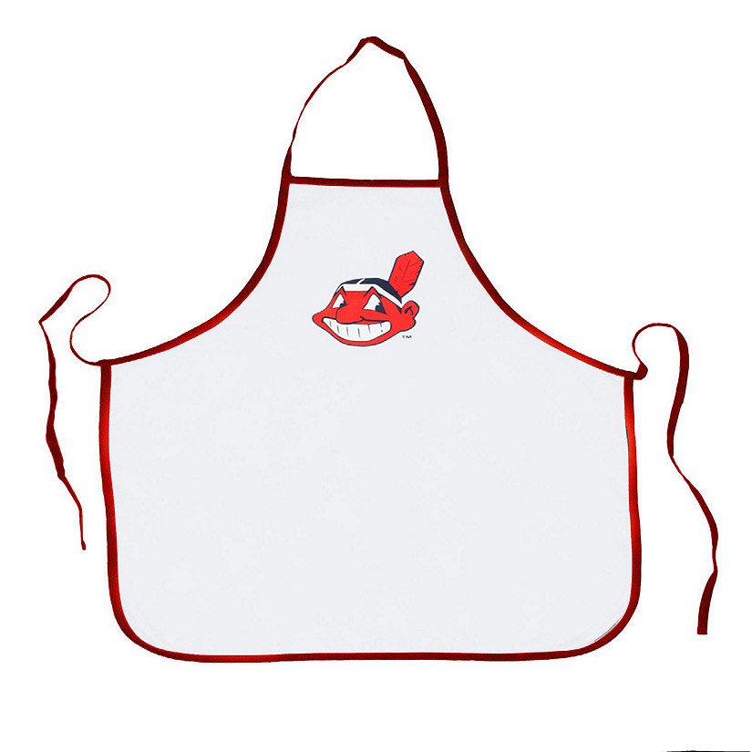 MLB Basebal Cleveland Indians BBQ Grilling Apron Red Trim Image
