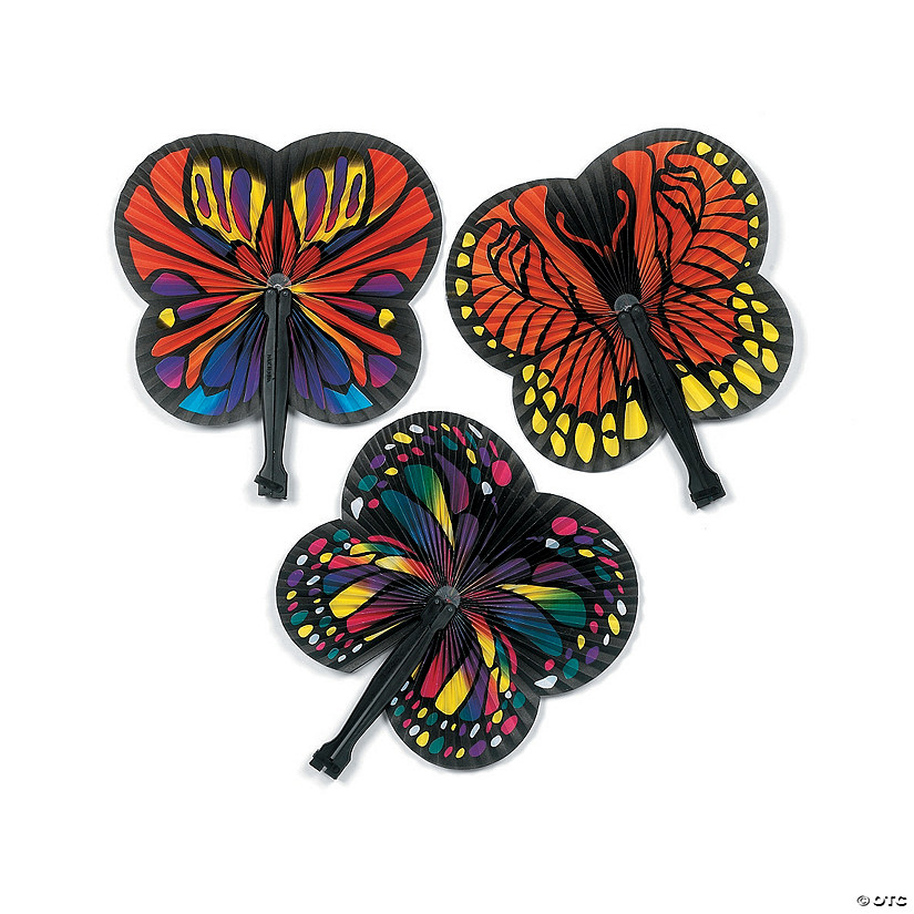 Monarch Butterfly-Shaped Folding Hand Fans - 12 Pc. Image