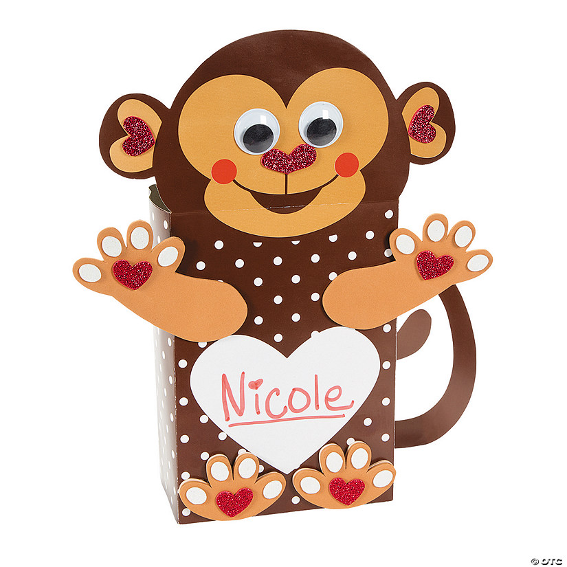Monkey Valentine Card Holder Craft Kit - Makes 12 Image