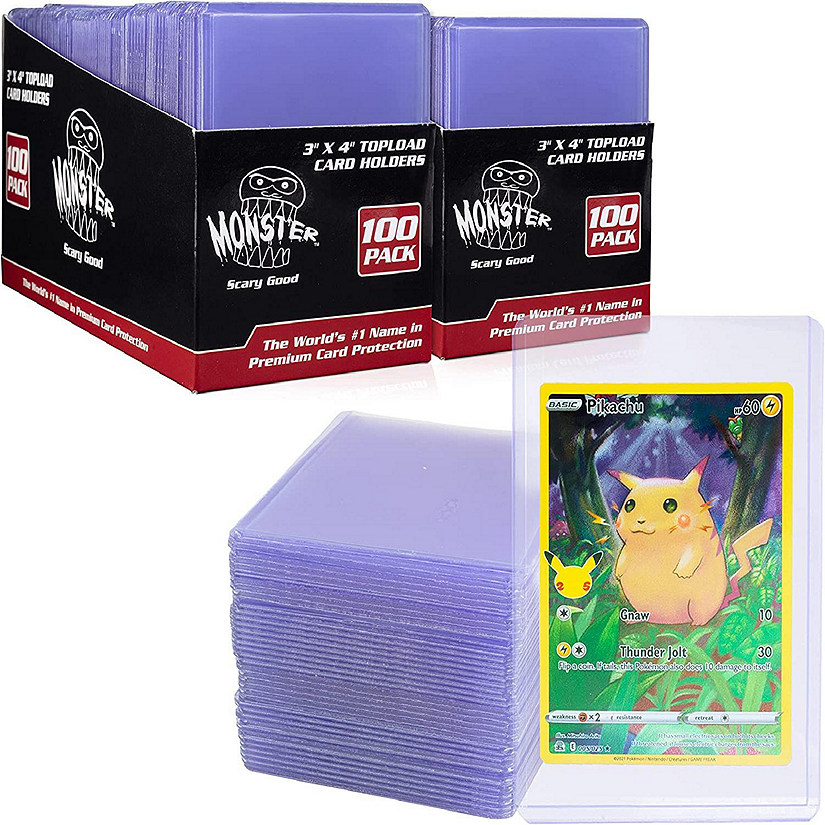 Monster Top Loaders for Collectible Trading Cards - 200 Count 3"x4" Clear Hard Plastic Card Protector Toploader Sleeves Compatible w MTG, Magic The Gathering, Y Image