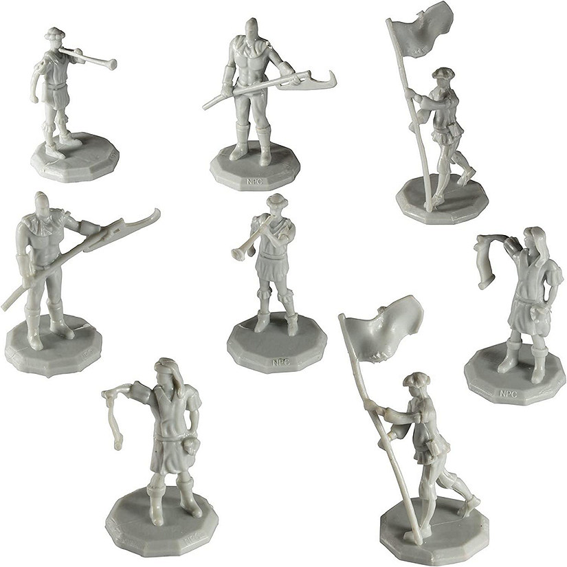 Monster Townsfolk Mini Fantasy Figures - 8pc Paintable Authority Figures Non Player Character NPC Miniatures - 1" Hex-Sized Compatible w/DND Dungeons and Dragon Image