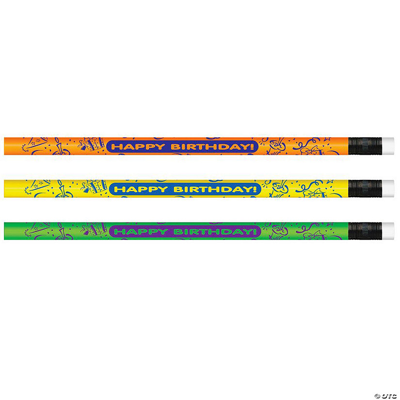 Moon Products Pencils Neon Happy Birthday, 12 Per Pack, 12 Packs Image