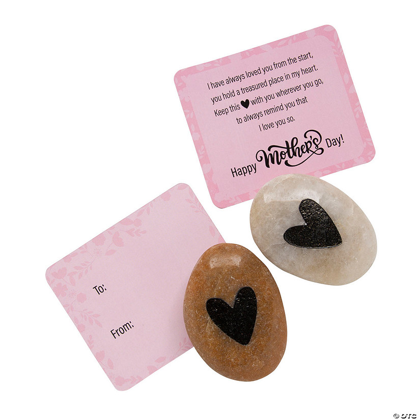 Mother&#8217;s Day Heart Worry Stones with Card - 12 Pc. Image