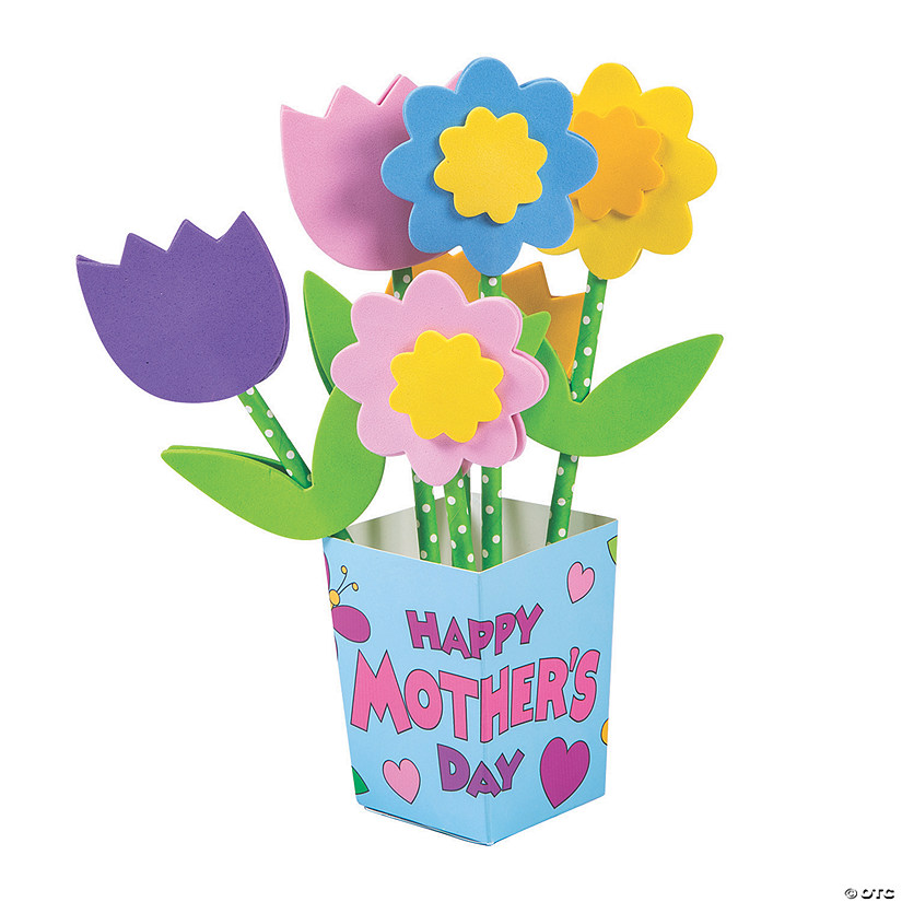 Mother&#8217;s Day Straw Flower Bouquet Craft Kit - Makes 12 Image
