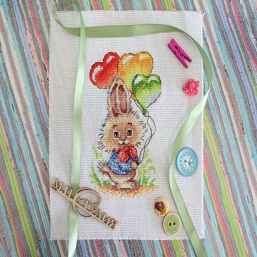 MP Studia - Bunny with Balloons SM-556 Counted Cross Stitch Kit Image
