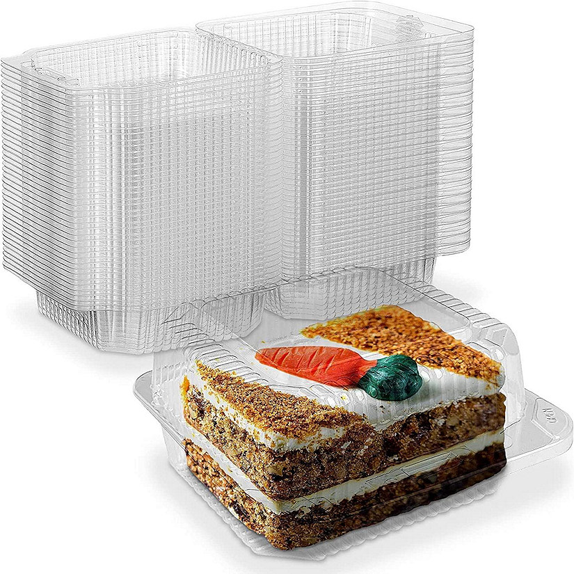MT Product Clear Plastic Square Slice Cake Container Medium Deep - Pack of 40 Image