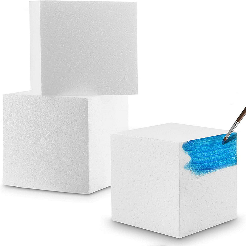 MT Product White Hard Foam Blocks 7" x 7" Arts & Crafts Foam Cube - Pack of 2 Image