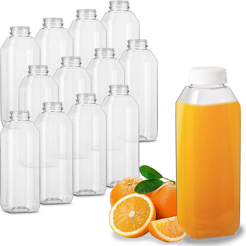 MT Products 16 oz Juice Bottles with Caps - Set of 12 Bottles with Caps Image