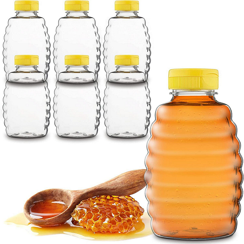 MT Products 16 oz Plastic Bottle Honey Dispenser with Lids - Pack of 6 Image