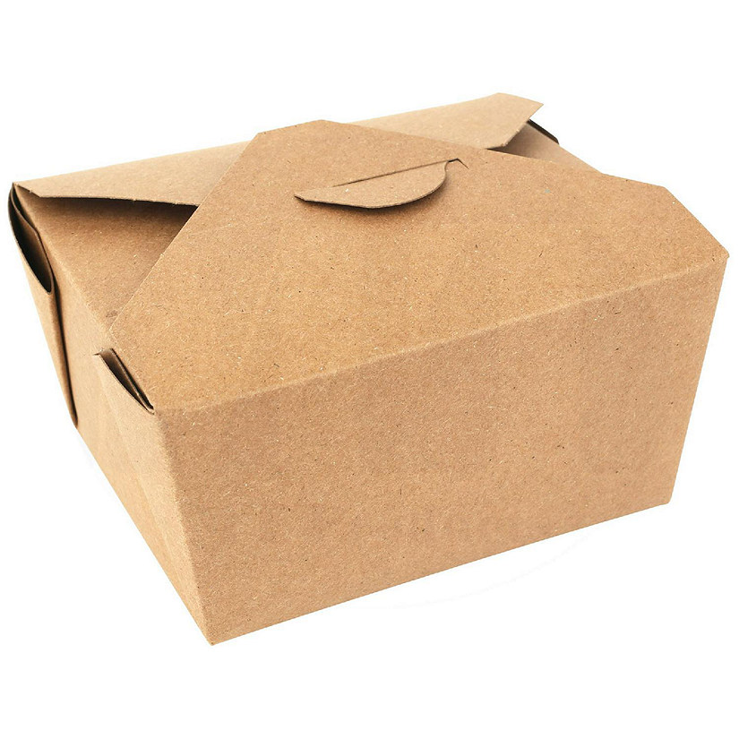 MT Products 4.38" x 3.50" x 2.50" Brown Paper Takeout Containers - Pack of 15 Image