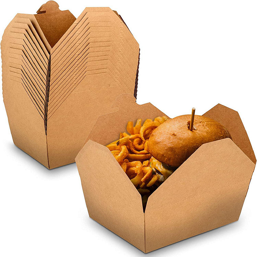MT Products 6" x 4.75" x 2.5" Brown Paper Takeout Containers - Pack of 15 Image