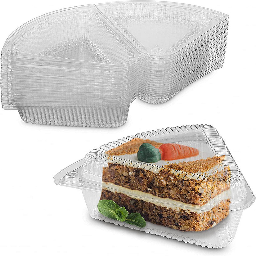 MT Products Clear Cake Slice Container/Plastic Pie Container 11.25" x 6" x 4" - Pack of 20 Image