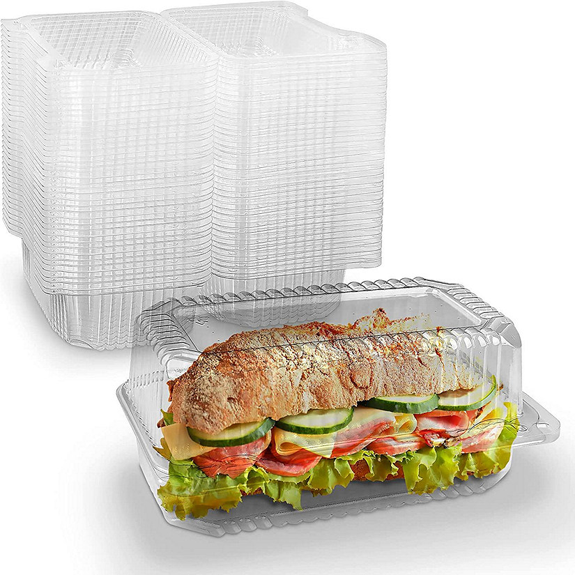MT Products Clear Plastic Hinged Loaf Containers 8" x 4" x 3.85" - Pack of 20 Image