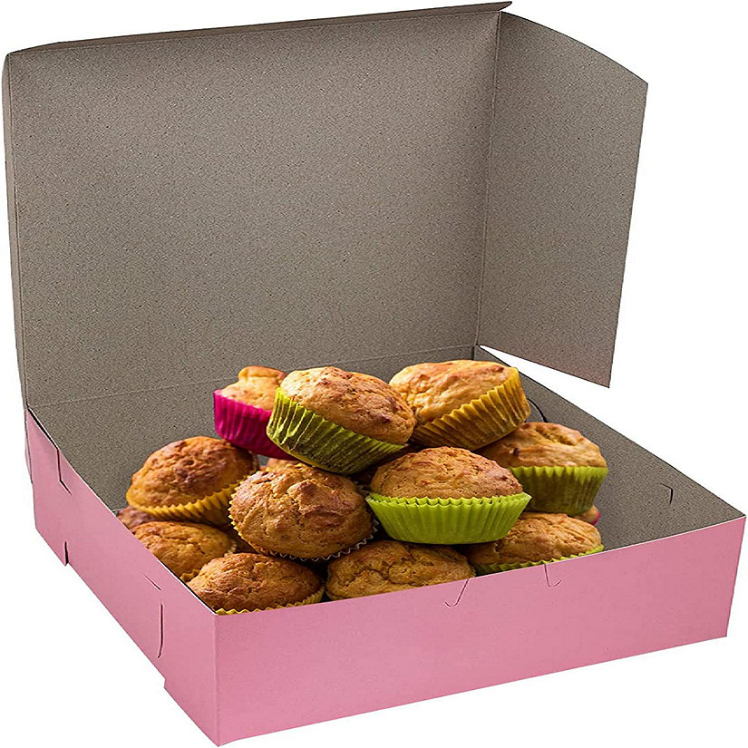 MT Products Cupcake Box - 8" x 8" x 3" Pink Bakery Boxes No-Window - Pack of 15 Image