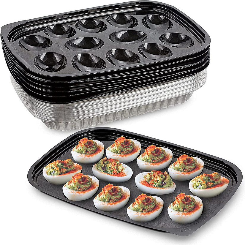 MT Products Disposable Deviled Egg Carrier with Clear Lids holds 12 Egg Halves - Set of 12 Image