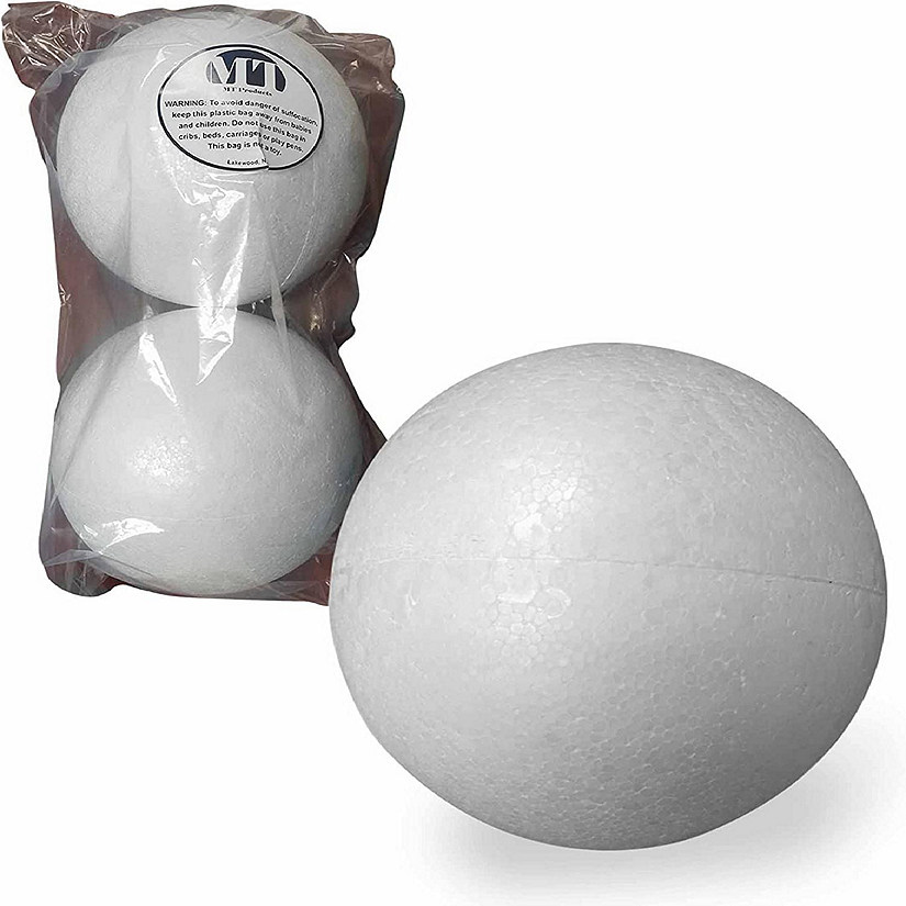 MT Products Foam Balls 8" Polystyrene Balls for Arts and Crafts - Pack of 2 Image