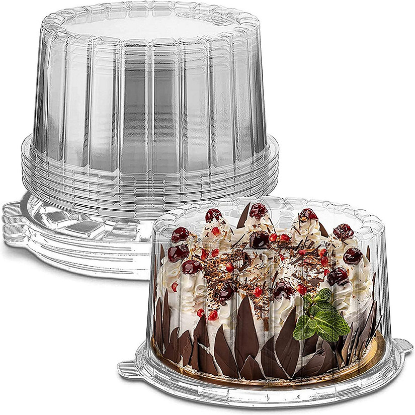 MT Products Plastic Cake Container with Clear Dome Cover 8" Round - Pack of 5 Image