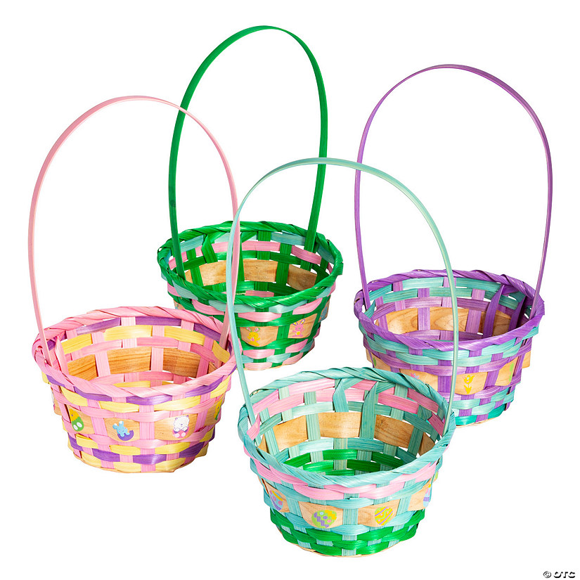 Multi-Colored Bamboo Easter Baskets - 12 Pc. Image