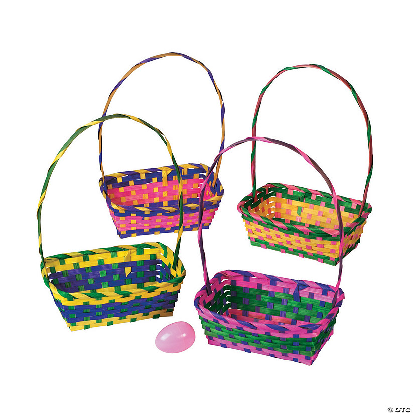 Multicolor Rectangular Bamboo Easter Baskets - 12 Pc. Image