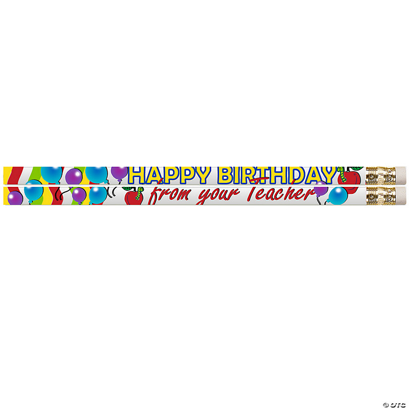 Musgrave Pencil Company Happy Birthday From Your Teacher Motivational Pencils, 12 Per Pack, 12 Packs Image